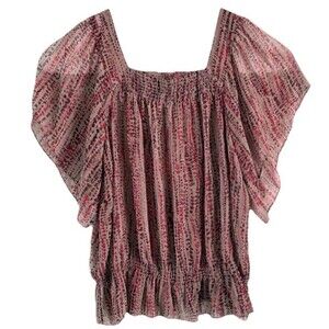 Mossimo Sheer Square Neck Boho Peasant Top Blouse Plus Size XXL  Polka Dot